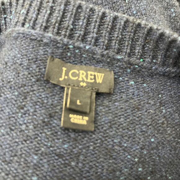 J CREW Men's Lambswool Crewneck Sweater Leather Faux Elbow Patches Size Large - Picture 7 of 8